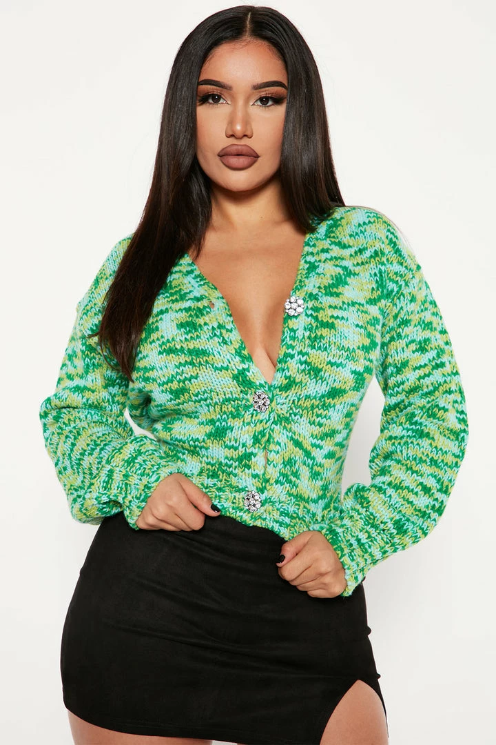 Best Pirce 🥰 Fashion Nova Shine On Jewel Button Cardigan - Blue/combo 🎉 1 Fashion Nova Shine On Jewel Button Cardigan - Blue/combo