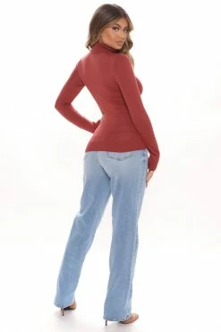 Fashion Nova Lena Turtleneck Top - Rust