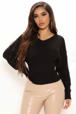 Wholesale 🎉 Fashion Nova Chilly Nights Sweater - Black Pullovers ❤️ 10 Fashion Nova Chilly Nights Sweater - Black Pullovers