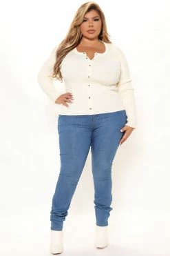 Fashion Nova Known Facts Ribbed Sweater - Cream Cardigans