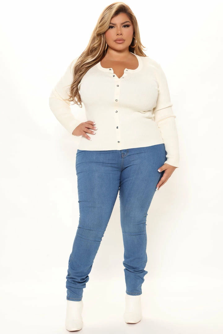 Fashion Nova Known Facts Ribbed Sweater - Cream Cardigans