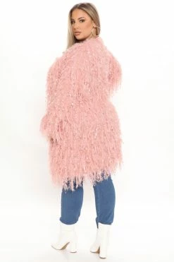 Fashion Nova Not An Issue Feathered Cardigan - Pink Cardigans