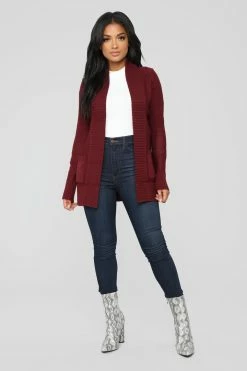 Fashion Nova Moments After Cardigan - Burgundy Cardigans