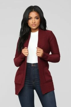 Fashion Nova Moments After Cardigan - Burgundy Cardigans