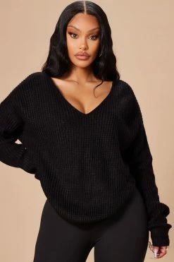 Fashion Nova Falls Favorite Girl Sweater II - Black Pullovers
