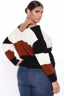Fashion Nova Fall Fave Striped Twist Sweater - Camel Pullovers