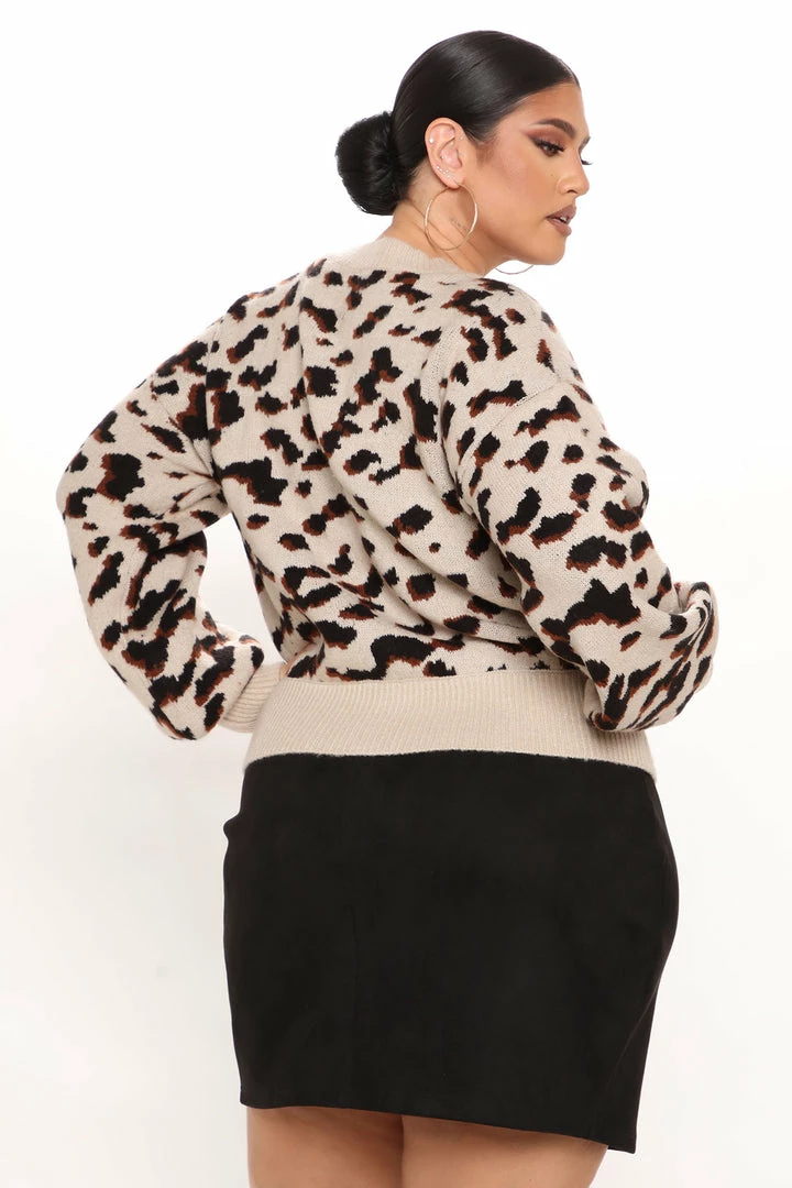 Fashion Nova Feline This Leopard Cardigan - Cream/combo