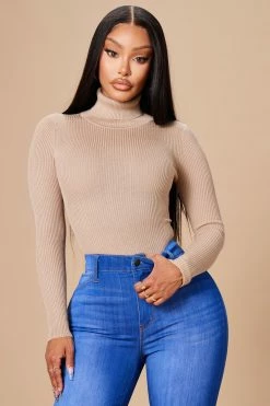 Fashion Nova Tara Turtle Neck Sweater - Khaki