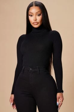 Fashion Nova Pullovers Tara Turtle Neck Sweater - Black
