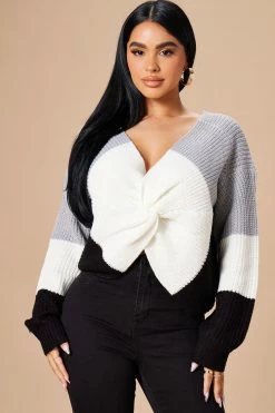 Fashion Nova Just A Little Twisted Sweater - Black Pullovers