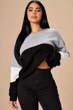 Fashion Nova Just A Little Twisted Sweater - Black Pullovers