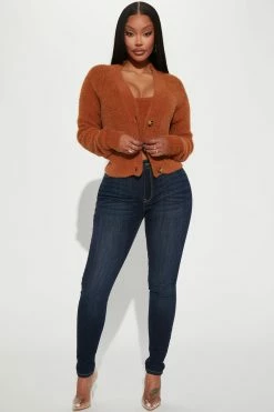Fashion Nova Can't Stop Love Fuzzy Sweater Set - Chestnut