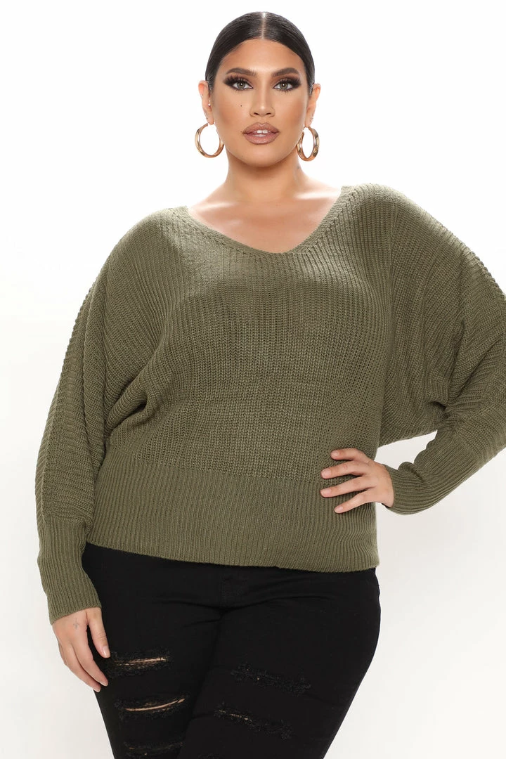 Fashion Nova Chilly Nights Sweater - Olive Pullovers