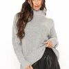 Fashion Nova Just Roll With It Babe Turtleneck Sweater - Heather Grey