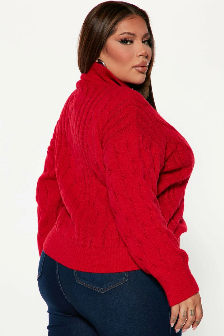 Fashion Nova For The Record Quarter Zip Sweater - Red