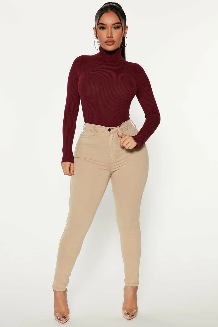Fashion Nova Pullovers Tara Turtle Neck Sweater - Burgundy