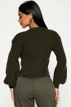 Fashion Nova The Times We Had Corset Sweater - Olive Pullovers