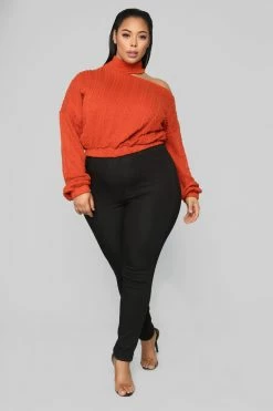 Fashion Nova Pullovers Cut Me Off Sweater - Rust