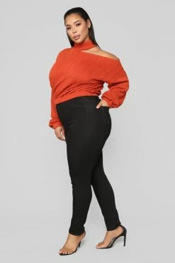 Fashion Nova Pullovers Cut Me Off Sweater - Rust