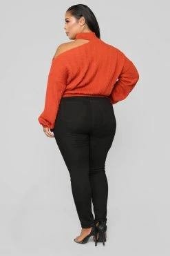 Fashion Nova Pullovers Cut Me Off Sweater - Rust