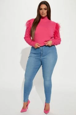 Outlet ✔️ Fashion Nova Ruffle My Feathers Sweater - Pink Pullovers 😀 10 Fashion Nova Ruffle My Feathers Sweater - Pink Pullovers