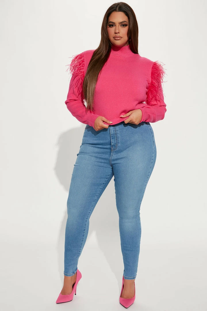Outlet ✔️ Fashion Nova Ruffle My Feathers Sweater - Pink Pullovers 😀 5 Fashion Nova Ruffle My Feathers Sweater - Pink Pullovers