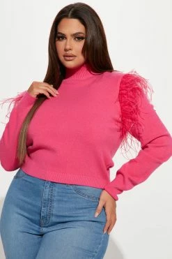 Outlet ✔️ Fashion Nova Ruffle My Feathers Sweater - Pink Pullovers 😀 9 Fashion Nova Ruffle My Feathers Sweater - Pink Pullovers
