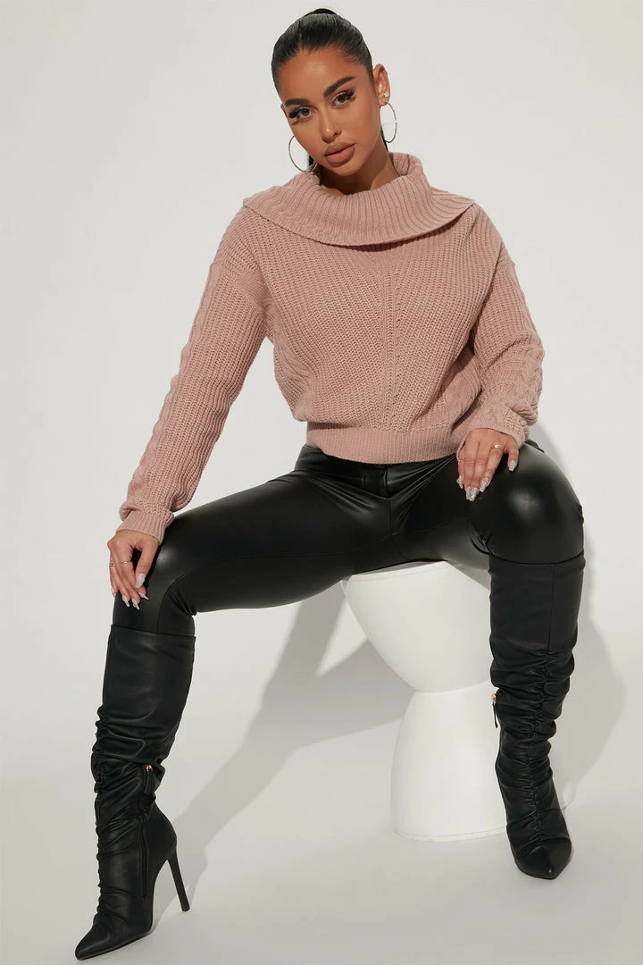 Fashion Nova Pullovers Keep On Guessin' Cowl Neck Sweater - Blush