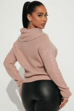 Fashion Nova Pullovers Keep On Guessin' Cowl Neck Sweater - Blush