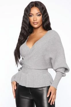 Fashion Nova Pullovers Can't Get Enough Of You Sweater - Grey