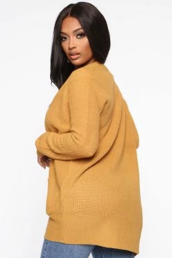 Fashion Nova Cardigans Zoe Two Pocket Cardigan - Mustard