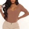 Fashion Nova Francince Ribbed Sweater Top - Brown Pullovers