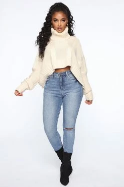 Fashion Nova Finders Keepers Cable Knit Sweater - Cream