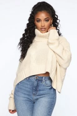 Fashion Nova Finders Keepers Cable Knit Sweater - Cream