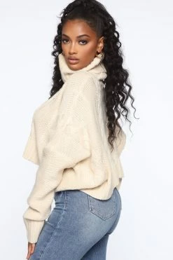 Fashion Nova Finders Keepers Cable Knit Sweater - Cream
