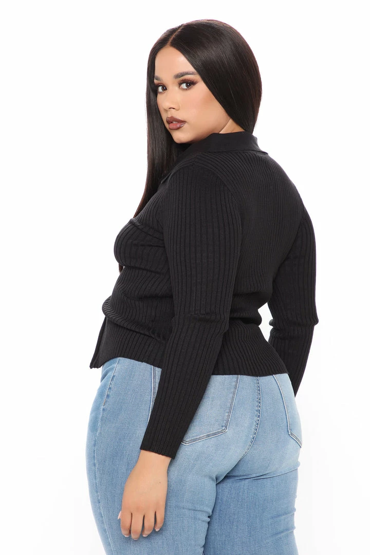 Fashion Nova Cardigans Piece Of Me Sweater Top - Black