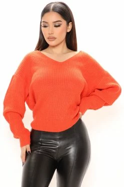 Fashion Nova Falls Favorite Girl Sweater II - Orange
