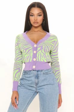 Fashion Nova Cardigans Wild Times Cardigan - Purple/combo