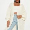 Fashion Nova Cardigans Real Love Open Front Cardigan - Cream