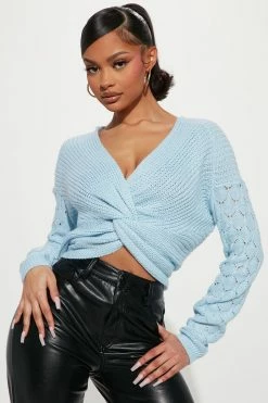 Fashion Nova Yris Sweater - Blue Pullovers