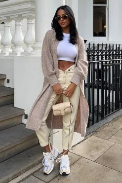 Fashion Nova Cardigans Get Comfortable Open Front Cardigan - Heather Taupe