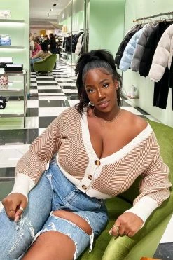 Fashion Nova Madison Stripe Cropped Cardigan - Ivory/combo