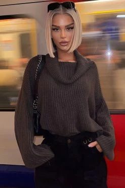 Fashion Nova Stormy Weather Sweater - Brown